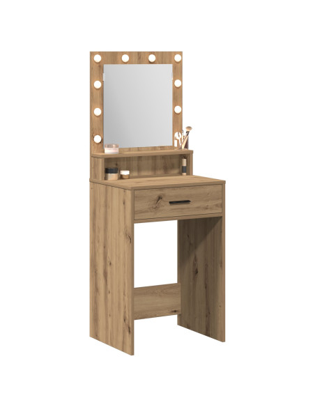 Toeletta  con luci LED in rovere artigianale 50x41x135 cm