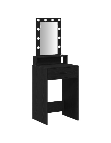 Tavolo da Trucco  con Luci LED Nero Rovere 50x41x140 cm