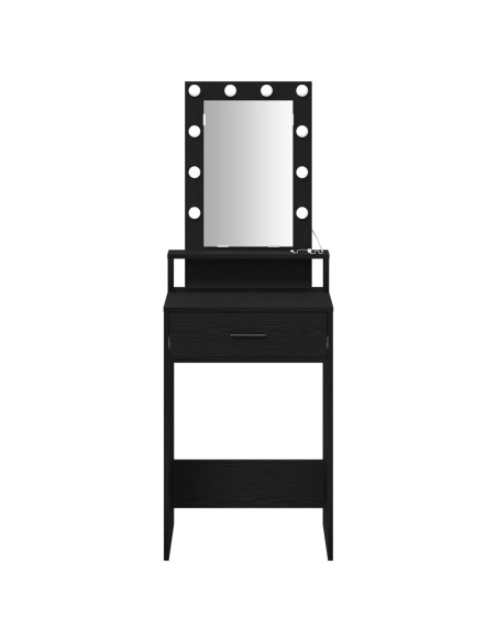 Tavolo da Trucco  con Luci LED Nero Rovere 50x41x140 cm