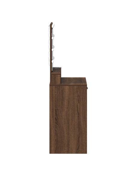 Tavolo da toeletta con luci LED Rovere marrone 50x41x140 cm