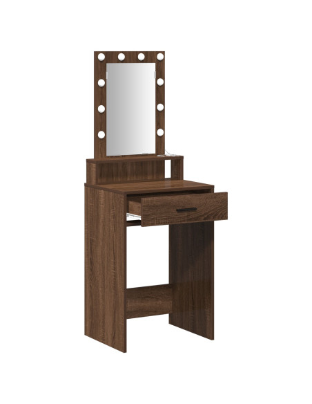 Tavolo da toeletta con luci LED Rovere marrone 50x41x140 cm