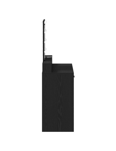 Tavolo da Trucco  con Luci LED, Nero Rovere, 79x41x140 cm