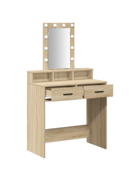 Tavolino toelettatura  con luci LED Rovere Sonoma 79x41x140 cm