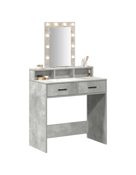 Tavolo da trucco vitaXL con luci LED Grigio cemento 79x41x140 cm