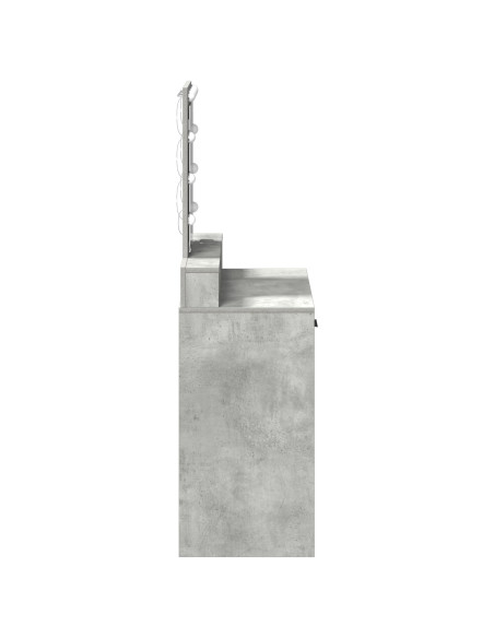 Tavolo da trucco vitaXL con luci LED Grigio cemento 79x41x140 cm