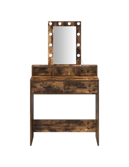 Toeletta  con luci LED Rovere affumicato 79x41x140 cm