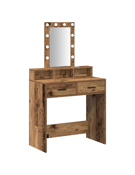 Toelettatura con luci LED in Legno Vecchio 79x41x140 cm