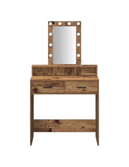 Toelettatura con luci LED in Legno Vecchio 79x41x140 cm
