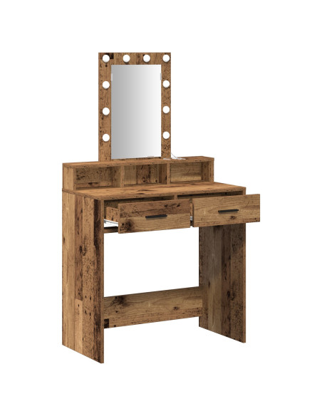 Toelettatura con luci LED in Legno Vecchio 79x41x140 cm