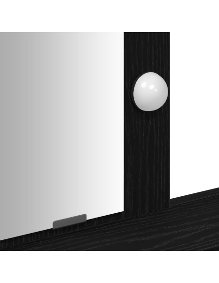 Specchio per trucco con luci LED Quercia Nera 100x41x140 cm