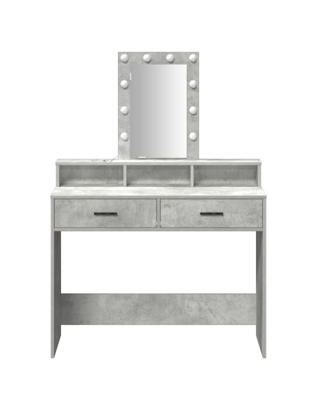 Tavolo da Toeletta con Luci LED Grigio Cemento 100x41x140 cm