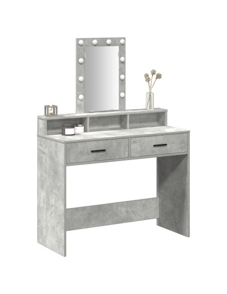 Tavolo da Toeletta con Luci LED Grigio Cemento 100x41x140 cm