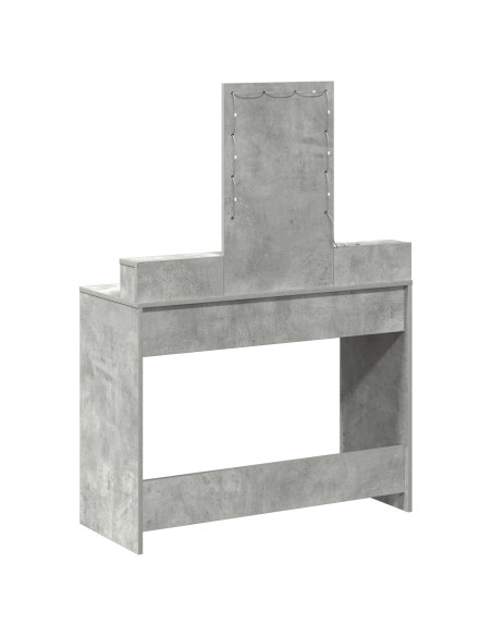 Tavolo da Toeletta con Luci LED Grigio Cemento 100x41x140 cm
