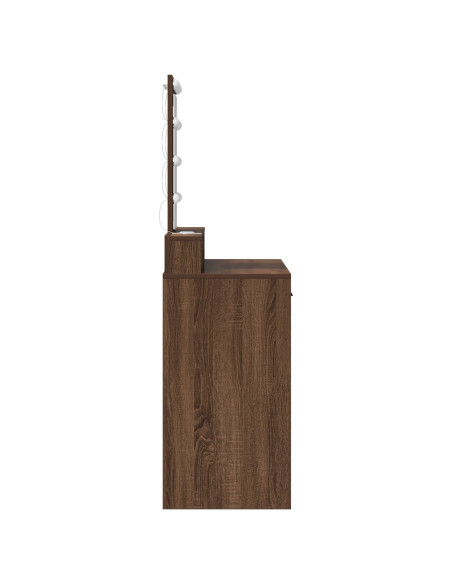 Toeletta  con luci LED in Marrone Rovere 100x41x140 cm