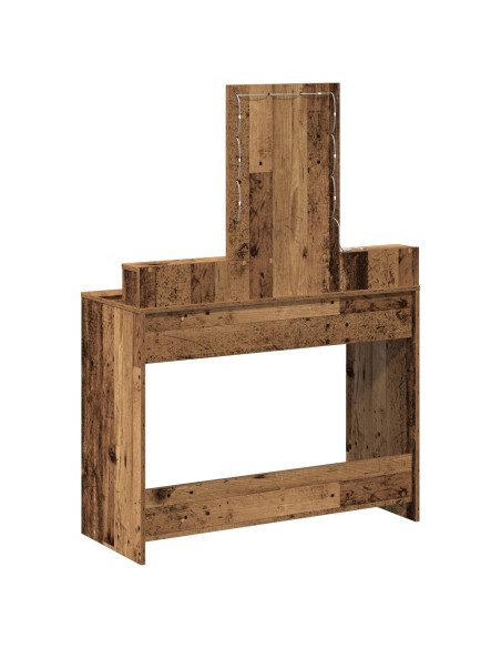 Tavolo da Trucco con Luci LED in Legno Vecchio 100x41x140 cm