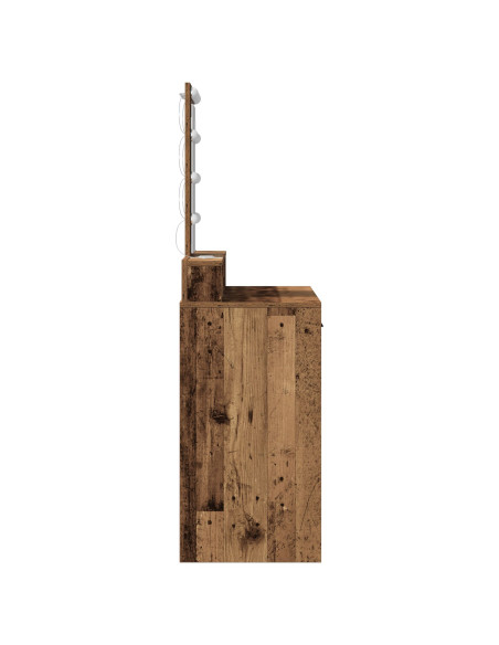 Tavolo da Trucco con Luci LED in Legno Vecchio 100x41x140 cm