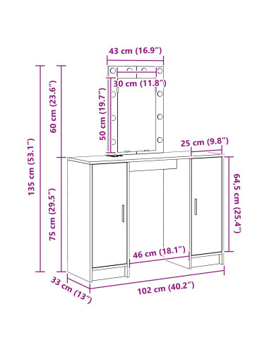 Tavolo da Trucco Nero 102 x 33 x 135 cm Legno multistrato