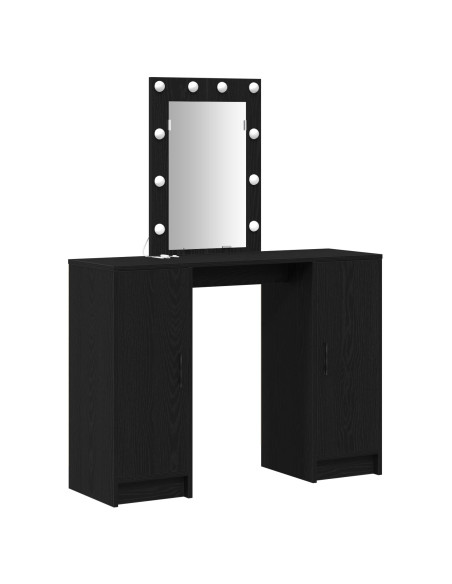 Tavolo da trucco  con luci LED Nero Rovere 102x33x135 cm