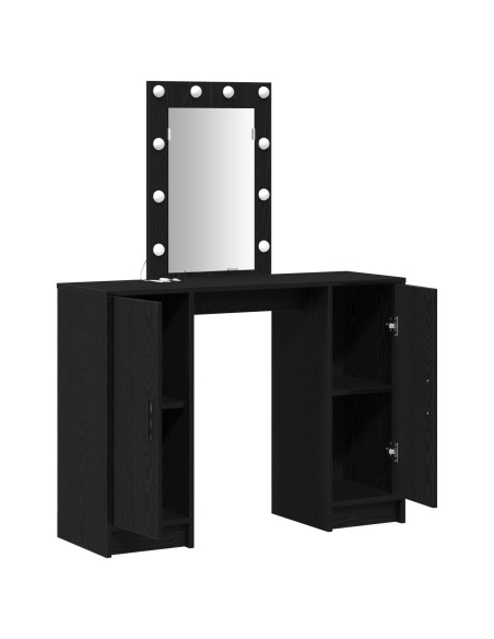 Tavolo da trucco  con luci LED Nero Rovere 102x33x135 cm