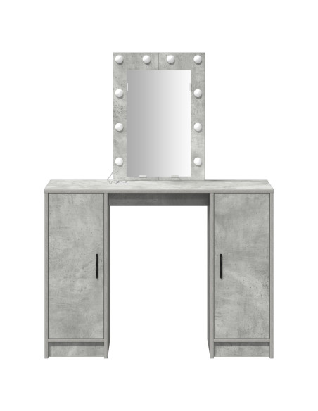 Tavolo da trucco con luci LED Grigio cemento 102x33x135 cm
