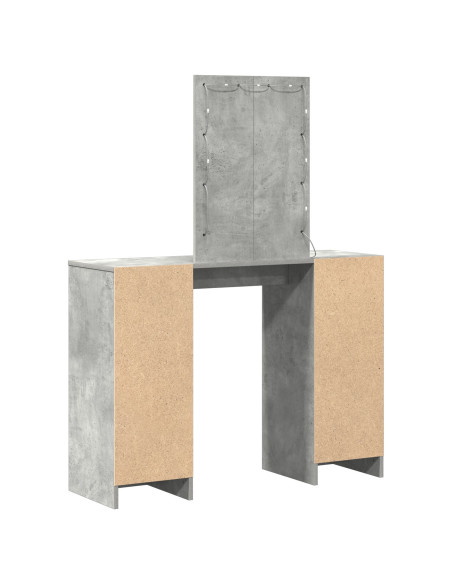 Tavolo da trucco con luci LED Grigio cemento 102x33x135 cm