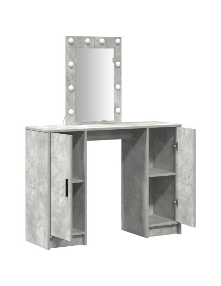 Tavolo da trucco con luci LED Grigio cemento 102x33x135 cm