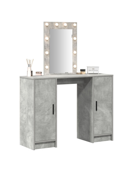 Tavolo da trucco con luci LED Grigio cemento 102x33x135 cm