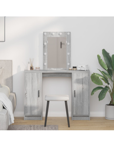 Tavolo da Trucco Grigio 102 x 33 x 135 cm Legno multistrato