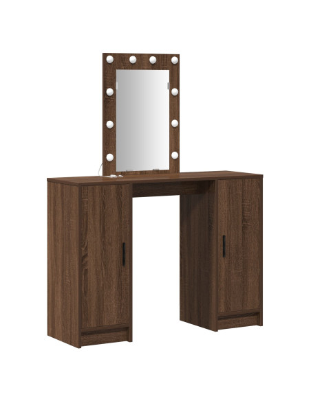 Toeletta  con luci LED Rovere Marrone 102x33x135 cm