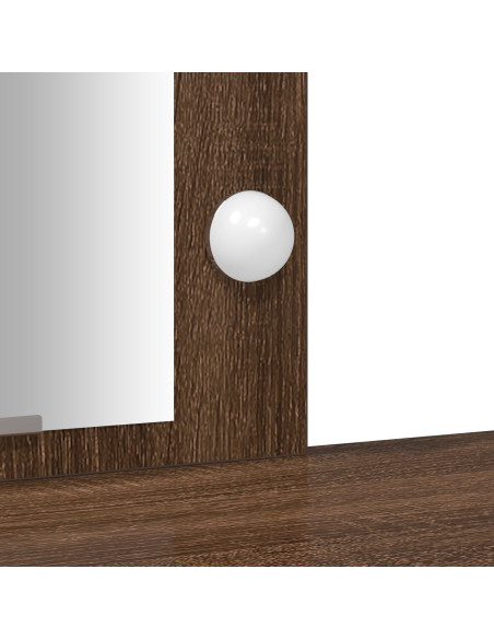 Toeletta  con luci LED Rovere Marrone 102x33x135 cm