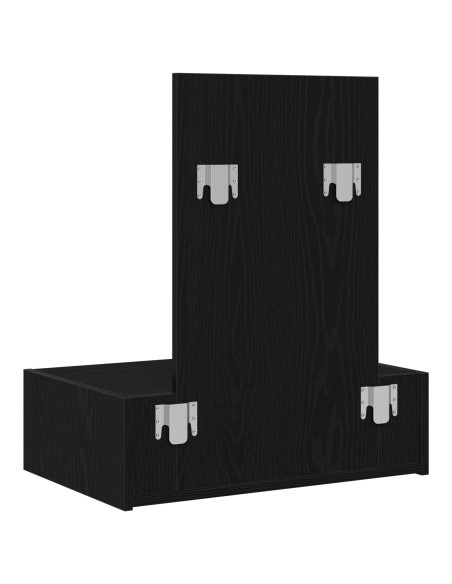 Tavolo da trucco a parete Nero Rovere 60x40x70 cm