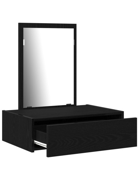 Tavolo da trucco a parete Nero Rovere 60x40x70 cm