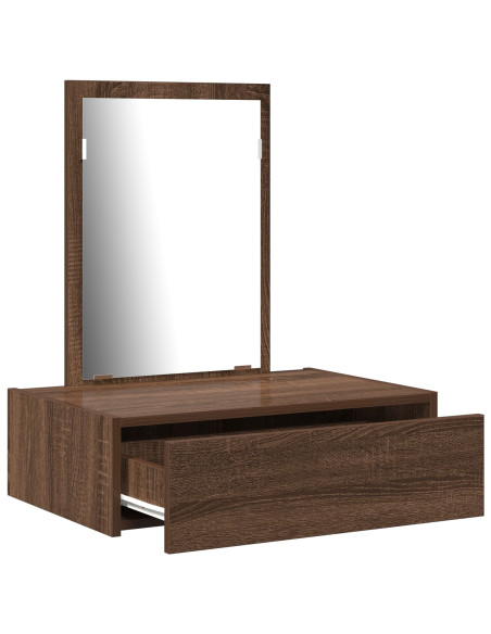 Tavolo da trucco a parete  in marrone rovere 60x40x70 cm