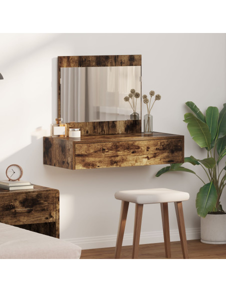 Tavolo da trucco da parete in rovere affumicato 83x40x70 cm