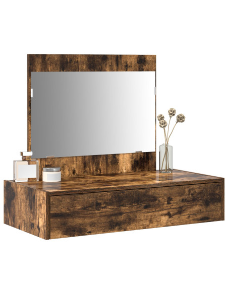 Tavolo da trucco da parete in rovere affumicato 83x40x70 cm