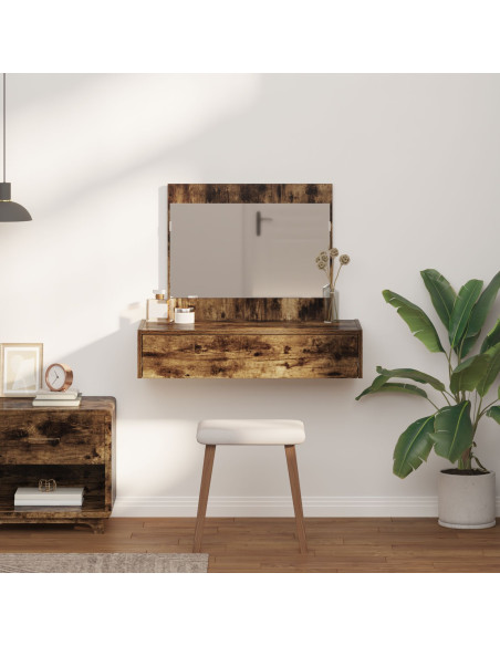 Tavolo da trucco da parete in rovere affumicato 83x40x70 cm
