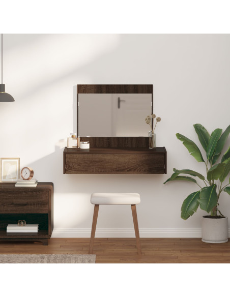 Tavolo da trucco a parete Marrone Rovere 83x40x70 cm