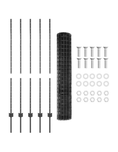 Recinzione con Posto Grigio 1,4 x 10 m Acciaio e PVC