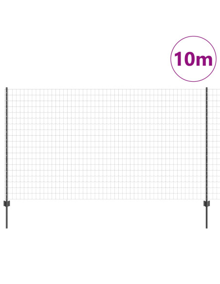 Recinzione con Posto Grigio 1,4 x 10 m Acciaio e PVC