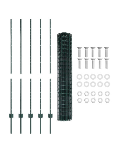 Recinzione con Posto Verde 1,4 x 10 m Acciaio e PVC