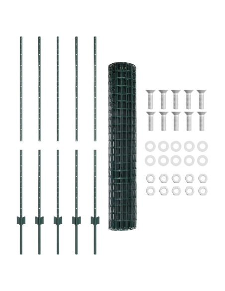 Recinzione con Posto Verde 1,4 x 10 m Acciaio e PVC