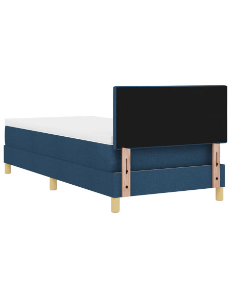 Letto a molle e materasso blu 100x200 cm in tessuto