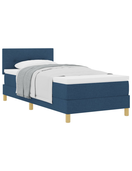 Letto a molle e materasso blu 100x200 cm in tessuto