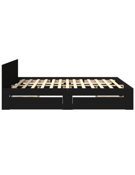 Giroletto con Testiera Nero 200x200 cm in Legno Multistrato