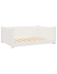 Cuccia per Cani Bianca 75,5x55,5x28cm in Legno Massello di Pino