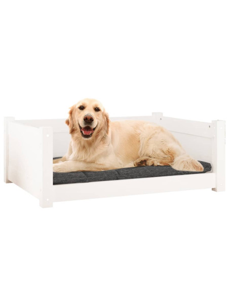Cuccia per Cani Bianca 75,5x55,5x28cm in Legno Massello di Pino