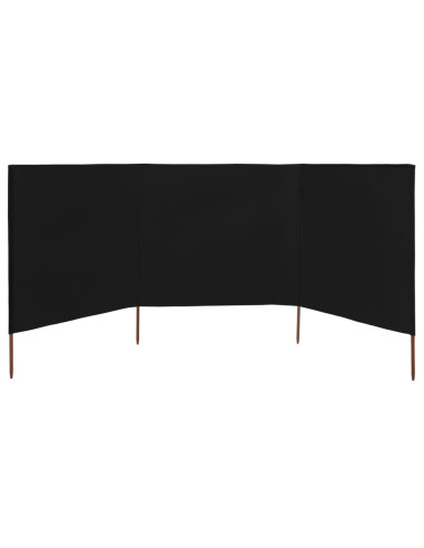 Paravento a 3 Pannelli in Tessuto 400x160 cm Nero