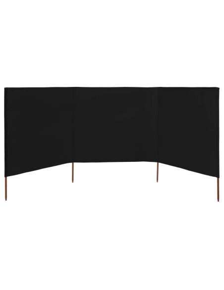 Paravento a 3 Pannelli in Tessuto 400x160 cm Nero