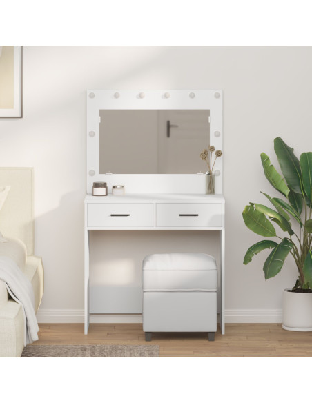 Tavolo da trucco con luci LED - Bianco 78,5x41x135 cm