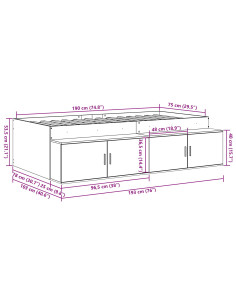 Struttura del letto Bianco 70 x 190 cm Legno multistrato